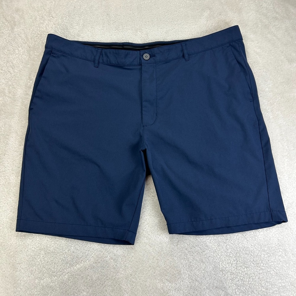 Tommy Bahama Performance Shorts Mens 42 Navy Blue Logo Flat-Front Slash Pocket